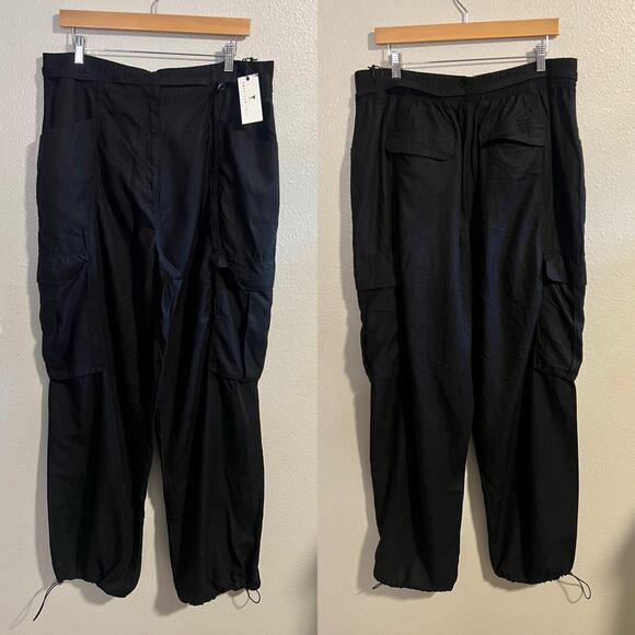 NWT American Tall Black High Rise Cargo Parachute Pants Womens Size 16T - Picture 2 of 9
